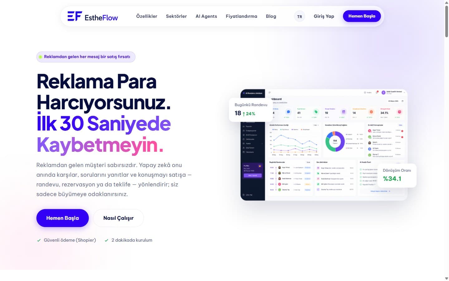 EstheFlow web sitesi